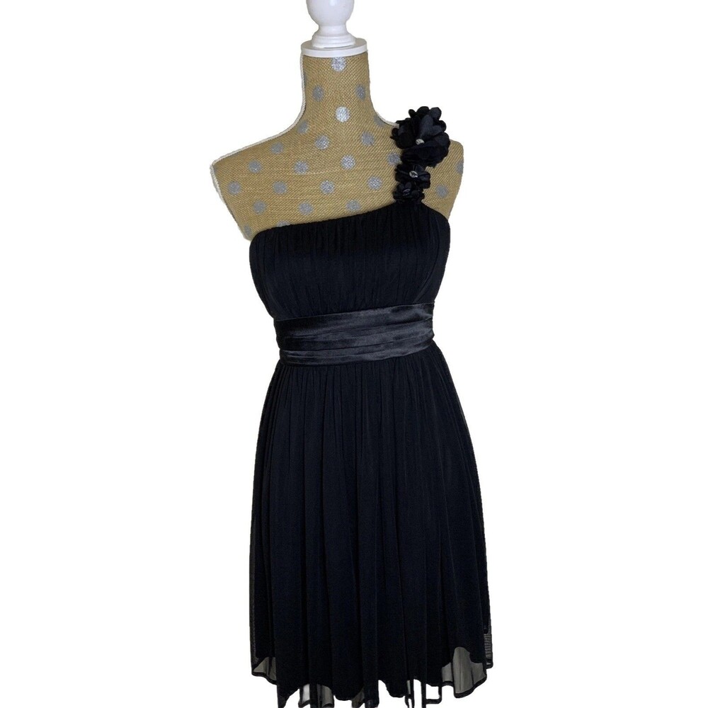 Y2K My Michelle One Shoulder Black Dress Size Medium Glam Grunge Formal M